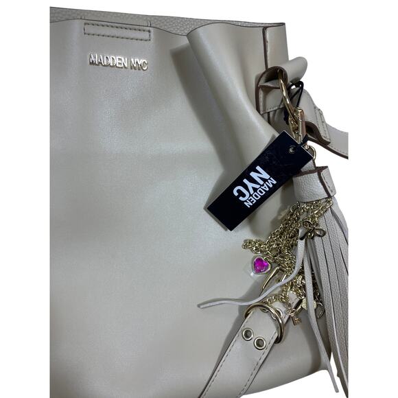 NWT Steve Madden NYC Cream Purse Handbag w/ Tassels & Charms | Dual Sided - Picture 2 of 5
